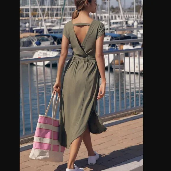 Daily Practice by Anthropologie Short-Sleeve V-Neck Midi Dress - Picture 7 of 9